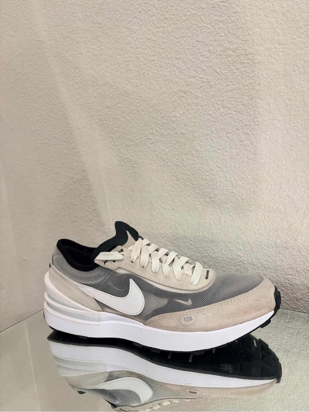 Nike waffle size 5.5Y Grey, White and Black Lightweight Sneakers